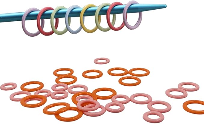 450 pcs Knitting Stitch Marker, findTop Braided Auxiliary Marking Ring, Plastic Ring Color Plastic Ring (Large/Medium/Small), Marking for Sewing Fabrics (Random Color)