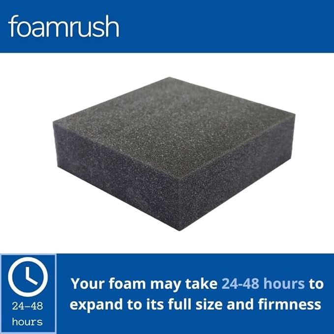 FoamRush 2" x 24" x 24" Charcoal High Density Upholstery Foam Cushion, Upholstery Sheet, Foam Padding, Seat Replacement, Wheelchair Seat & Chair Cushion Replacement, Square, Made in USA