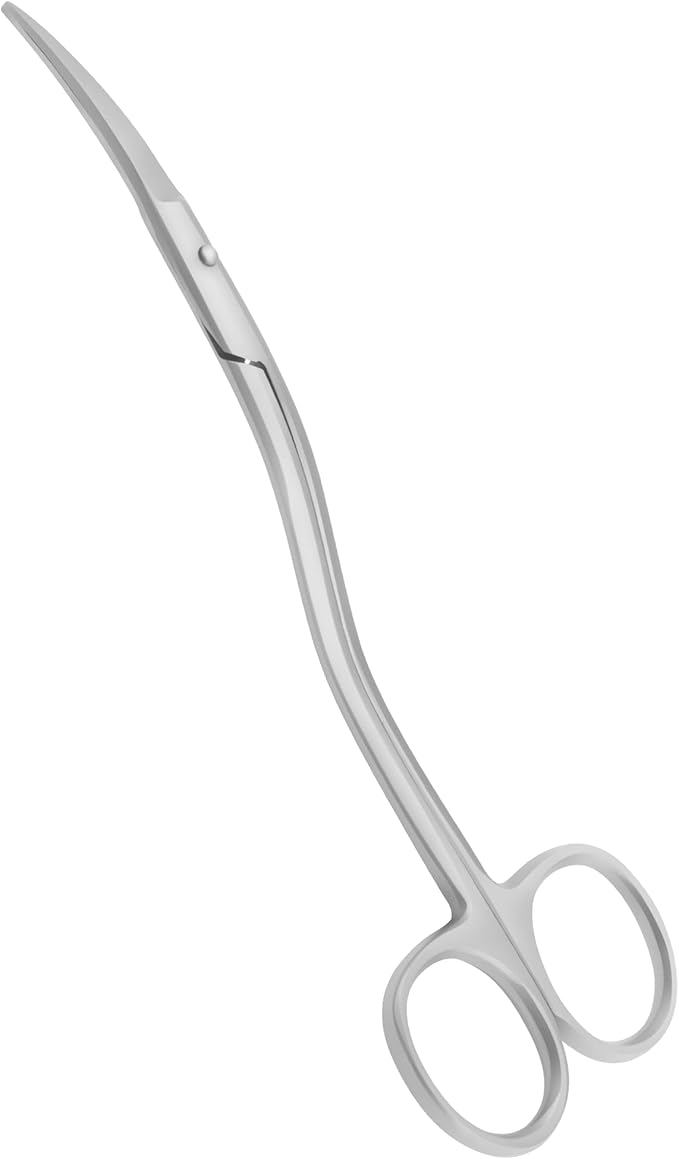 Applique Long Thin Needlepoint Blade 6.1 Inch - Double Bent Curved Offset Handle Scissors with Pouch Sleeve for Embroidery, Fabric, Thread, Knitting, Sewing, Arts & Craft (Satin)