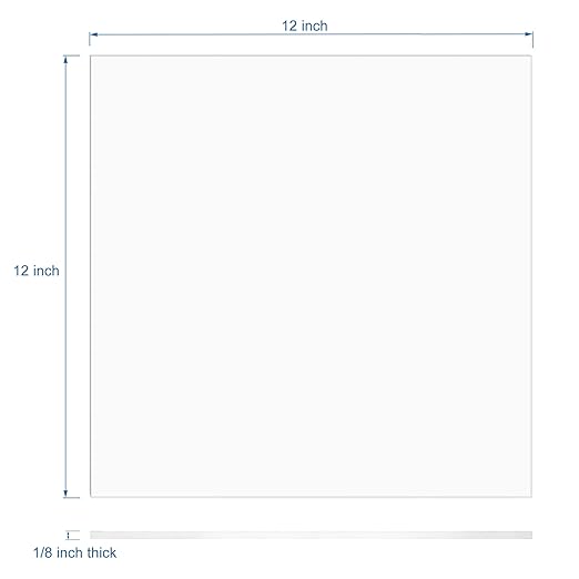 Pack of 10 Clear Acrylic Sheet 12" x 12" Cast Plexiglass Square 1/8" Thick (3mm) Transparent Plastic Panel for Craft, Sign, Display Projects, Laser Cutting, Engraving