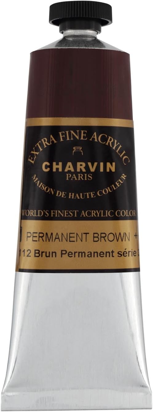 Charvin Extra Fine Professional Acrylic Paint - Permanent Brown, 60ml Tube, Triple-Milled, Lightfast Pigments, Open Stock Artist Acrylic Paints in Nature-Inspired Hues