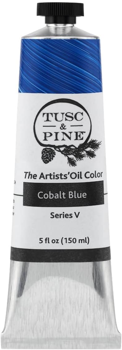 Tusc & Pine Artist Oil Paint - Cobalt Blue, 150 ml, Non-Yellowing, Rich & Creamy Consistency, Maximum Pigment Load, Small Batch Milled Oil Paints Made in the USA for Professional Artists