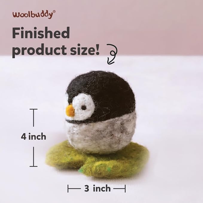 Woolbuddy Needle Felting Kit for Beginners Adults, Penguin Sea Animal Project, Includes Supplies, Two Needles, and Clear Instructions for Creative Crafts