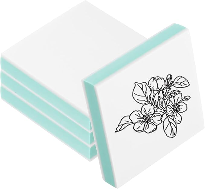 PATIKIL 4Pcs 2X2" Rubber Carving Blocks, Soft Linoleum Art Carving Block Square Crafts Stamp Making for Printmaking Stamps Carving Supplies, Green