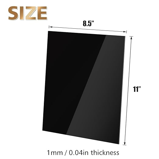 Egofine 8.5" x 11" Black Plexiglass Sheets 6 Pack 0.04 Inch Cast Acrylic Sheet Thick for DIY Craft Projects, Painting, Photography, Sign, Display Stand, Home Decor, Easy to Cut