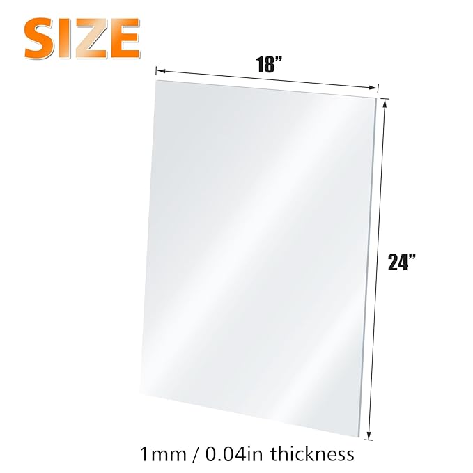 Egofine Plexiglass Sheets Acrylic Sheets 6 Pack of 18x24’’ 0.04 Thick Clear Plastic Cast Transparent Plexi Glass for Crafting Projects, Replacement Picture Frame Glass, DIY Display, Easy to Cut