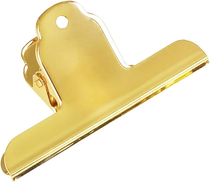 Coideal Gold Metal Bulldog Paper Clips, 3 Pack Stainless Steel Large Bull Clips Clamps for Drawing Board, Home Kitchen Office (5 7/10 Inch)