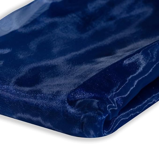 Fynite Navy Blue Organza Fabric by The Yard | 10 Yard Long | 44" Wide | Bridal Soft Sheer Organza Tulle for DIY Wedding Dress Fashion Craft Decorations