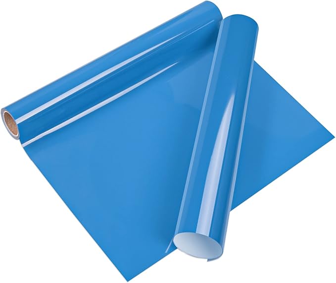 VINYL FROG Heat Transfer Vinyl Roll HTV Vinyl - 12" x5ft Blue Iron on Vinyl for T-Shirts, Heat Press Vinyl for DIY Craft Designs (Blue)