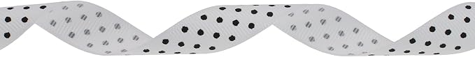 Polka Dot Grosgrain Ribbon 25 Yard Each Roll 100% Polyester (5/8", White)