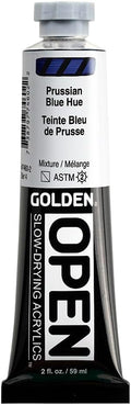 OPEN Slow-Drying Acrylics by GOLDEN, Prussian Blue Hue, 2 fl oz. tube, Professional Acrylic Paint, Semi-Transparent