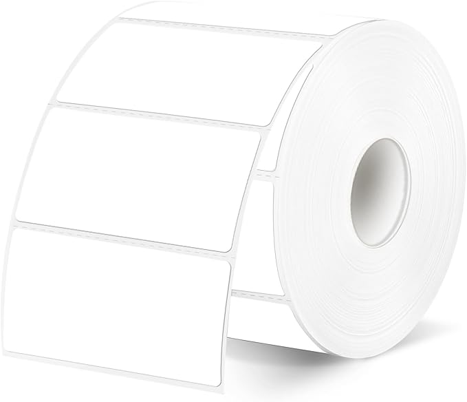 2"x1" Thermal Sticker Labels, White Self-Adhesive Barcode Label Paper for Direct Thermal Printer, Waterproof Multi-Purpose Rectangle Address Shipping Mailing Stickers, 300 Sheets/Roll
