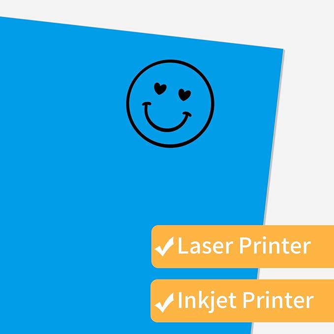 Printable Sticker Paper, 20 Sheets Blue Printable Sticker Paper, Laser/Inkjet Printing- Matte Blue, Letter Size (8.5" x 11")