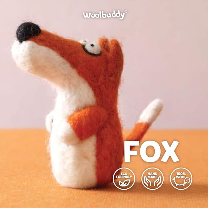 𝗪𝗼𝗼𝗹𝗯𝘂𝗱𝗱𝘆 𝗡𝗲𝗲𝗱𝗹𝗲 𝗙𝗲𝗹𝘁𝗶𝗻𝗴 𝗞𝗶𝘁 Fox Animal Project for Beginners and Adults – Includes Wool, 2 Felting Needles, and Instructions