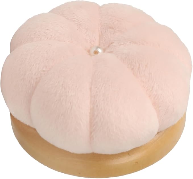Hilltian Pin Cushion for Sewing, Wooden Base Sewing Pincushion with 100 Plastic Head Pins, Cute Pins Holder for Sewing Quilting (Light Pink)