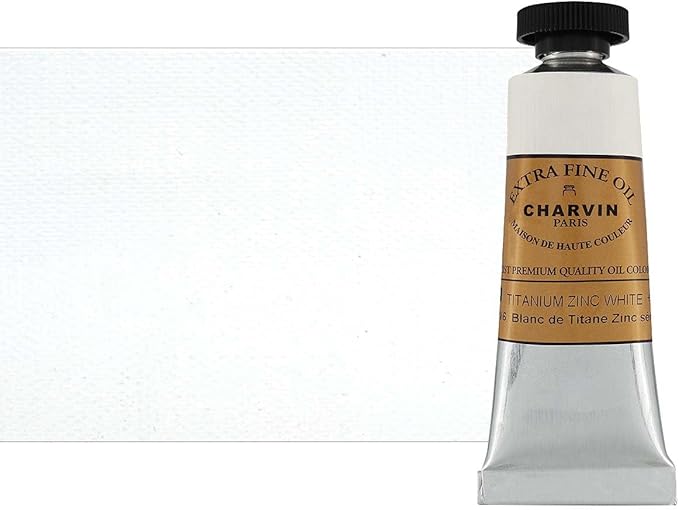 Charvin Extra Fine Oil Paint, Titanium Zinc White 20 ml - Triple-Milled, Rich Texture, Poppy Oil-Based, Light-Fast, Handmade, Archival Quality