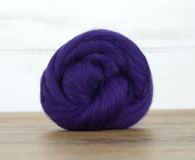 Revolution Fibers Merino Wool Combed Top | 1 lb Premium Wool Roving | 22 Micron, Best Merino Wool for Spinning, Tapestry, Needle Felting, Big Yarn Roving and Wall Hangings (Amethyst)