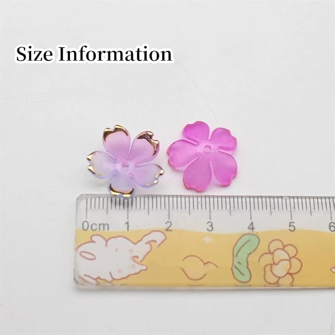 100pcs Acrylic Flower Beads, 19mm Cherry Blossom Plastic Gradient Flower Spacer Beads for DIY Crafts Bracelet Necklace Earrings Jewelry Making(Blue)