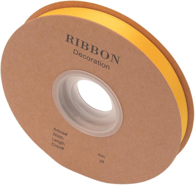Double Side Satin Ribbon, Continuous 20 Yards,Use for Craft Bows Bouquet, Gift Wrapping, Wedding Decoration, Floral Arrangement (Yellow, 1/2 inch)