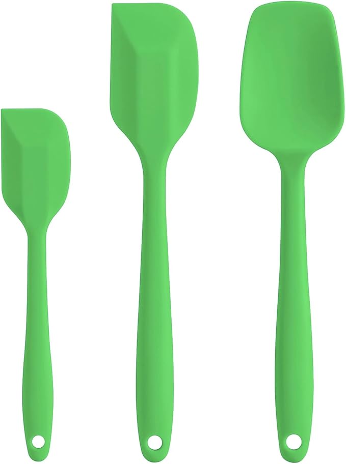Silicone Spatula Set - Rubber Spatula - 600°F Heat Resistant Baking Spoon & Spatula (Dark Green)