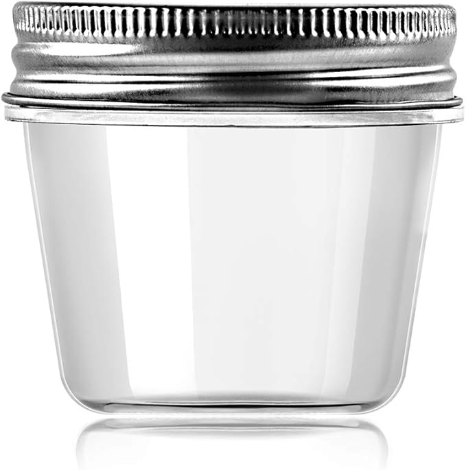 novelinks 4 Ounce Clear Plastic Jars Containers With Screw On Lids - Refillable Round Empty Plastic Slime Storage Containers for Kitchen & Household Storage - BPA Free (40 Pack)