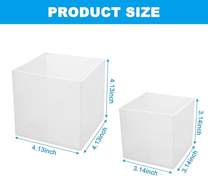 2 Pack Square Resin Molds Cube Silicone Casting Molds, 2 Sizes Epoxy Resin Molds Transparent Square Silicone Molds for Resin Casting, 4 Inch and 3Inch