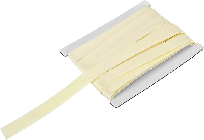 MECCANIXITY Double Fold Bias Tape for Sewing 5/8 Inch x 6 Yards Satin Pre-fold Continuous Binding Tape for Seaming Quilting Hemming Binding DIY Crafts, Beige White