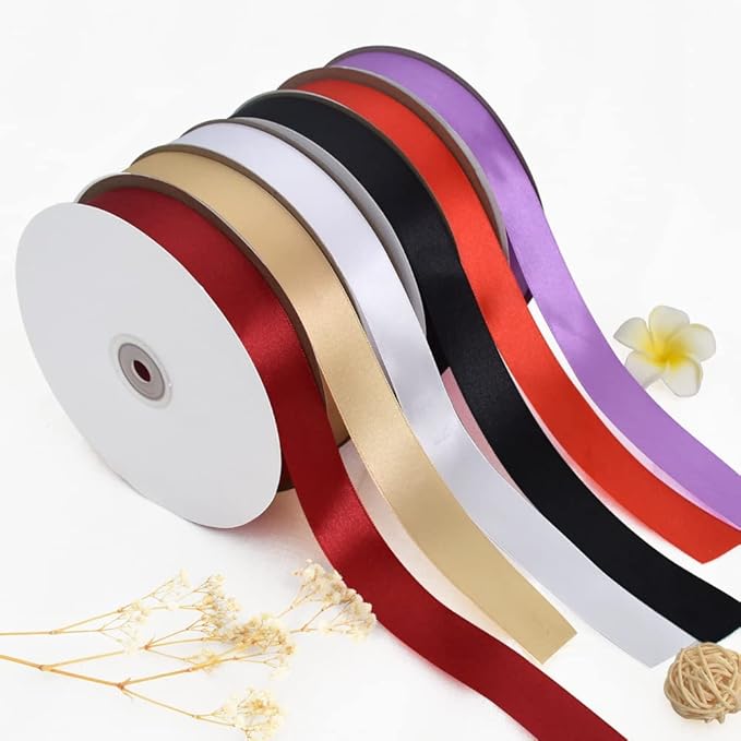 TONIFUL 1 Inch x 100yds White Satin Ribbon, Thin Solid Color Satin Ribbon for Gift Wrapping,Halloween, Hair Bows Making, Wedding Party Decoration, Sewing, Invitation Cards, Floral Bouquets, Christmas