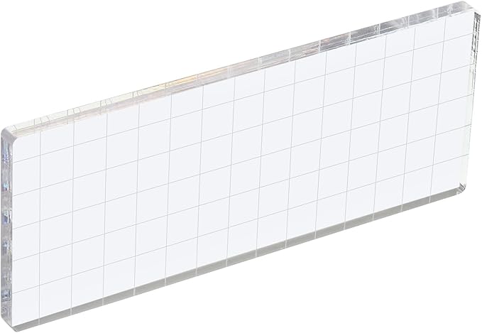 PATIKIL 6" x 3" Acrylic Stamp Block, Clear Stamping Block with Grid Lines Decorative Mounting Blocks Square for Scrapbooking DIY Crafts Card Making
