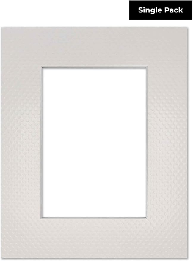 8x10 Mat Bevel Cut for 6x8 Photos - Acid Free Golf Ball Texture Precut Matboard - For Pictures, Photos, Framing - 4-ply Thickness