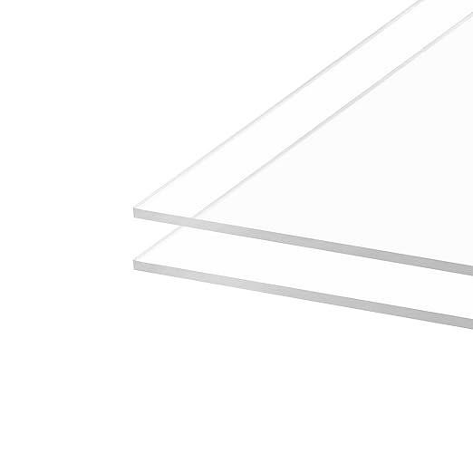 Clear Acrylic Sheet 12" x 16" Cast Plexiglass Panel 1/8" Thick (3mm) Transparent Plastic Board for Sign, Craft, Display Projects, Laser Cutting, Engraving, Pack of 2