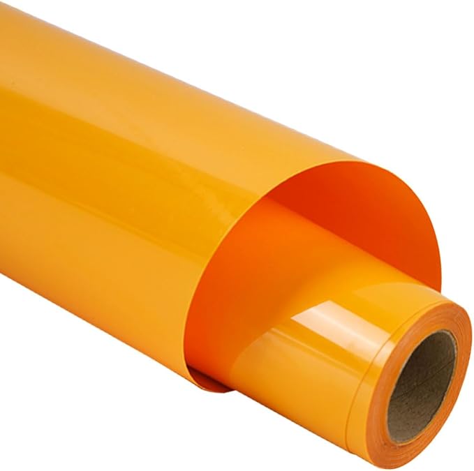 guangyintong Light Orange Heat Transfer Vinyl HTV Rolls, 12" x 8ft Light Orange Iron on Vinyl for T-Shirts Glossy Surface HTV Vinyl for All Cutter Machines Easy to Cut & Weed for Heat Vinyl Design