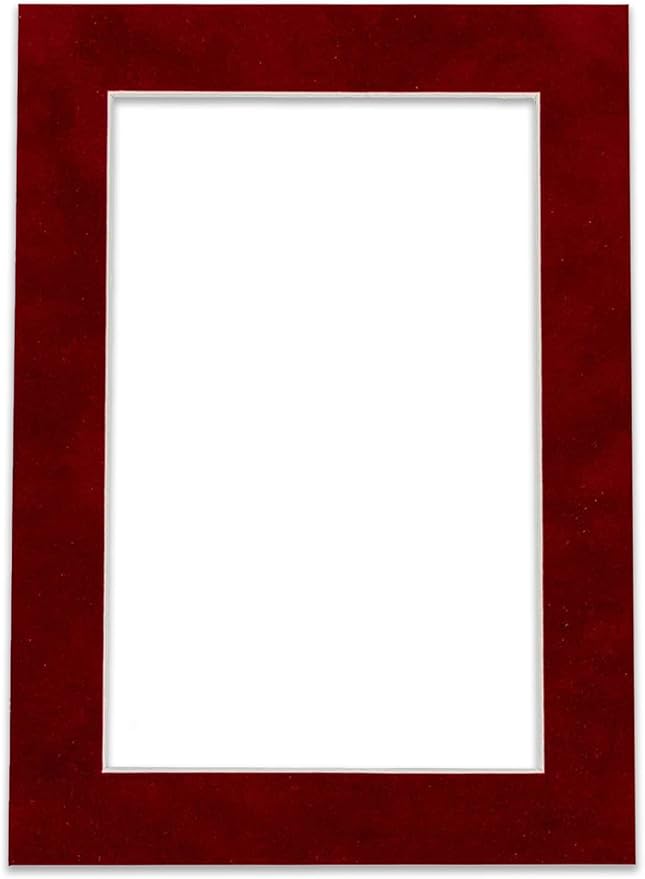 Pack of Ten Acid Free 8x10 Mats Bevel Cut for 5x8 Photos - Bright Red Suede Precut Matboards With Backing Boards and Self Seal Photo Mat Bags For Pictures, Photos, Framing - 4-ply Thickness