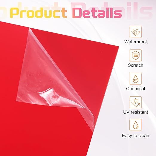 uxcell 3Pcs Acrylic Sheets 12x6 Inch Acrylic Panel 1/8 Inch-3mm Plastic Board for Picture Frames Sign Holders DIY Display Projects Craft, Red