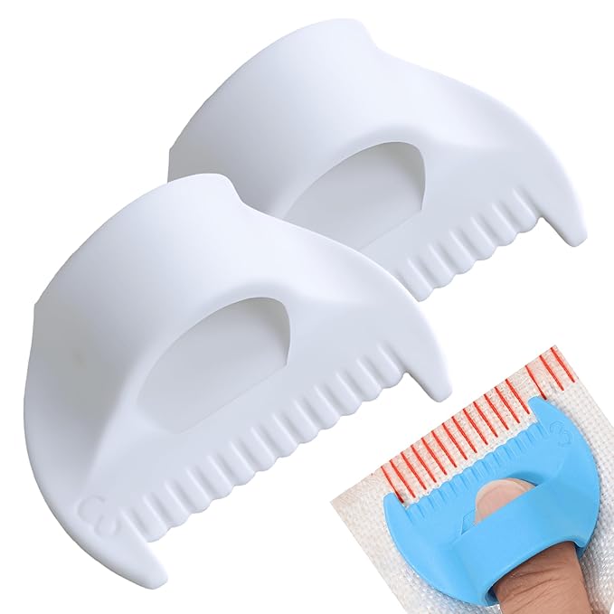 2 PCS 3mm Edge Lock Seam Guide, Mini Sewing Finger Ruler for Hand Sewing, DIY Sewing Kit Tool, Sewing Needle Gauge Measuring Guide, White