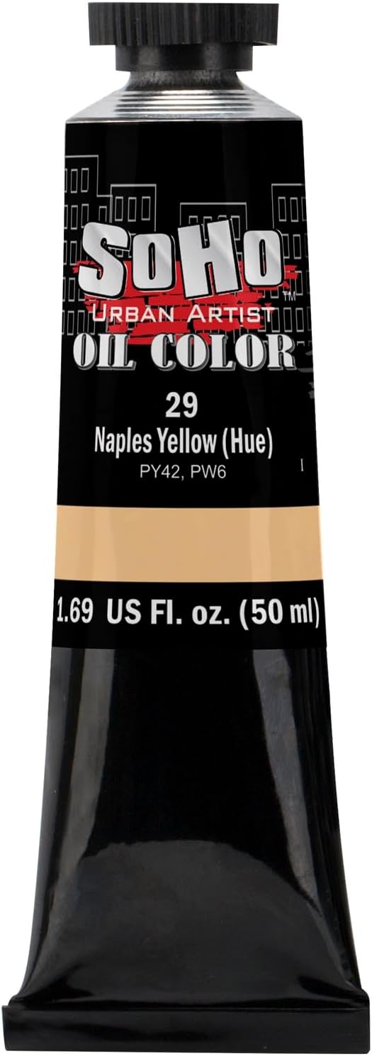 Soho Urban Artist Oil Paint - Naples Yellow Hue, 50 ml Tube - Best Valued Oil Colors for Painting, Excellent Pigment Load