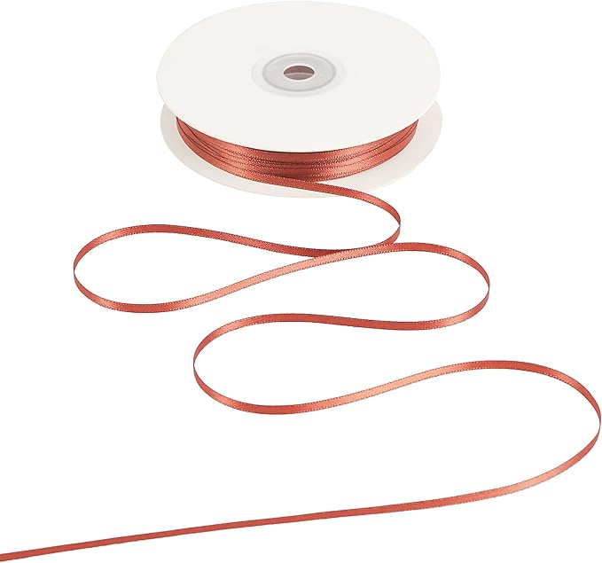 HUIHUANG Solid Color Satin Ribbon 1/8 inch x 100 Yards Roll Double Face Satin Ribbon for Crafts (Rust)