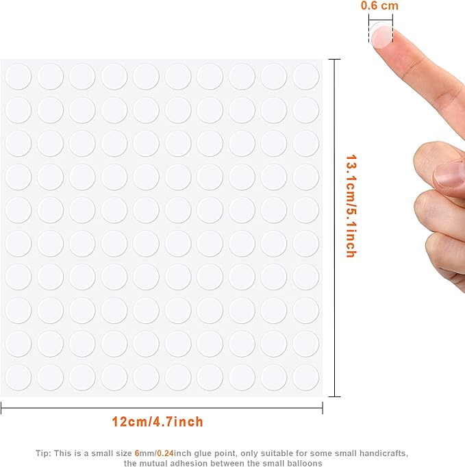 Zonon 1000 Pcs Double Sided Adhesive Dots Clear Glue Point Tape Stickers Balloon Glue Round Mini No Traces Adhesive Sticker Dot Sticker for Classroom Decor Craft DIY Office (0.24 Inch/ 6 mm)