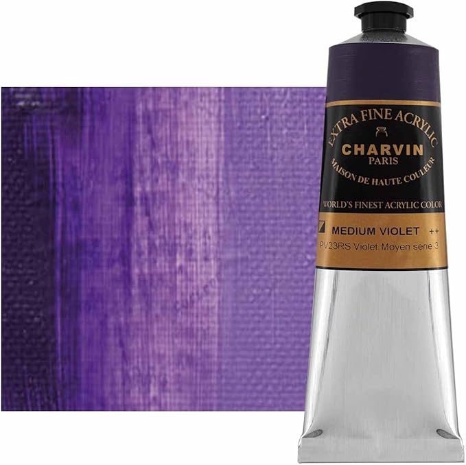Charvin Extra Fine Professional Artist Acrylic Paint Colors, Nature Themed Hues, 150ml Medium Violet