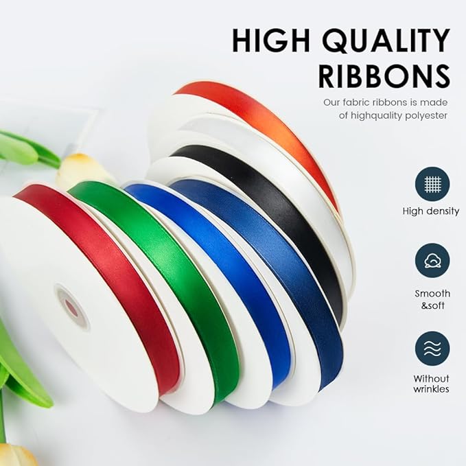 KMER LIFE 1/8"" Wide x 50 Yards Royal Blue Polyester Satin Ribbon, Royal Blue Satin Ribbon Perfect for Wedding Decor, Wreath, Crafts, Gift Wrapping & Other Projects (Royal Blue)