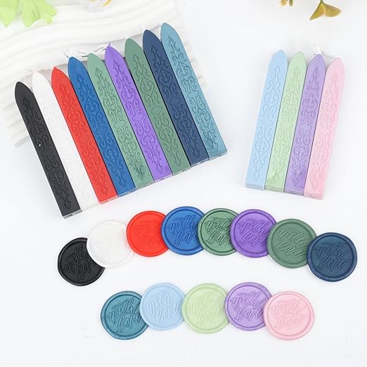26Pcs Wax Seal Sticks with Wicks, Assorted Colors Wax Sealing Sticks Great for Letter Seals Waxing Stamp Wedding Invitations, Packaging Decoration (26)
