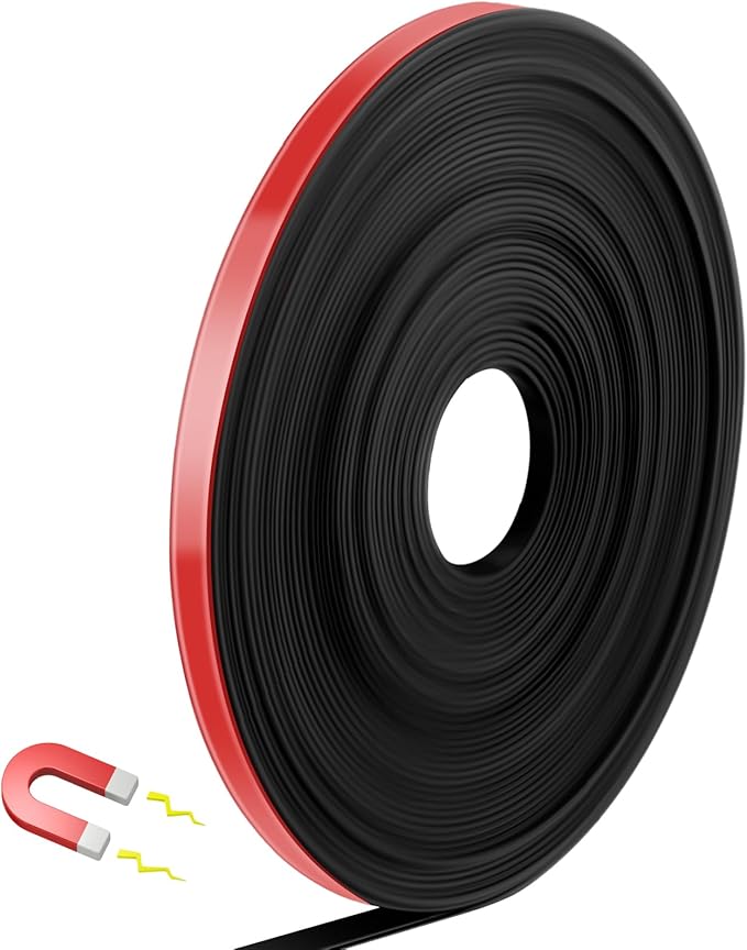 Magnetic Tape Roll Thin Strips, 0.39 Inch x 33 Feet Magnetic Board Dividers Whiteboard Graphic Decorative Tape Marking Line for Classroom Office Art Accessories(Red)