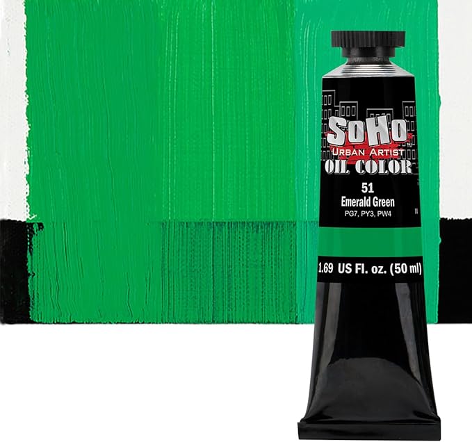Soho Urban Artist Oil Paint - Emerald Green, 50 ml Tube - Best Valued Oil Colors for Painting, Excellent Pigment Load