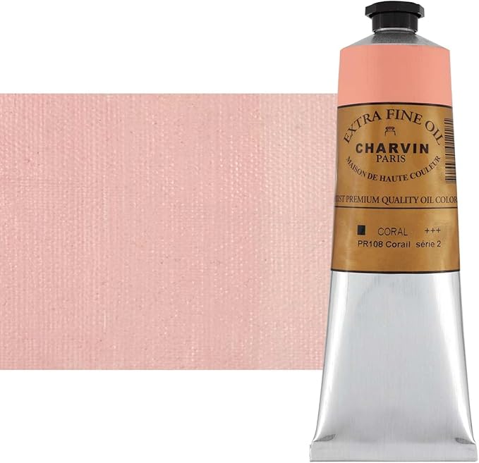 Charvin Extra Fine Oil Paint, Coral 150 ml - Triple-Milled, Rich Texture, Poppy Oil-Based, Light-Fast, Handmade, Archival Quality