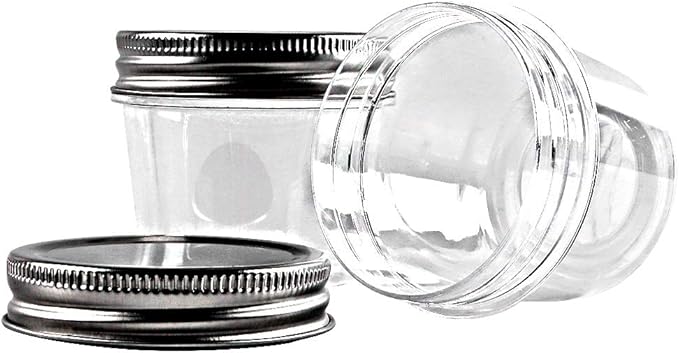 novelinks 4 Ounce Clear Plastic Jars Containers With Screw On Lids - Refillable Round Empty Plastic Slime Storage Containers for Kitchen & Household Storage - BPA Free (40 Pack)