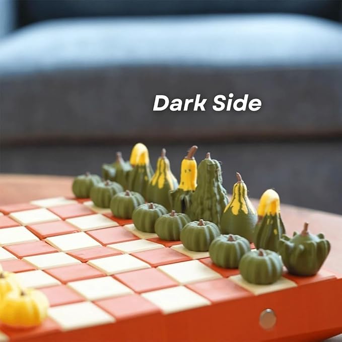 Pumpkin Board Game Set,Magnetic Pumpkin Chess Expansion Pack Gourd Games,3D Printing Portable Checkers with Checkers Board,Dice Tower,Card Storage,Dice Storage,and Boards,Christmas Decor Gift(#2)