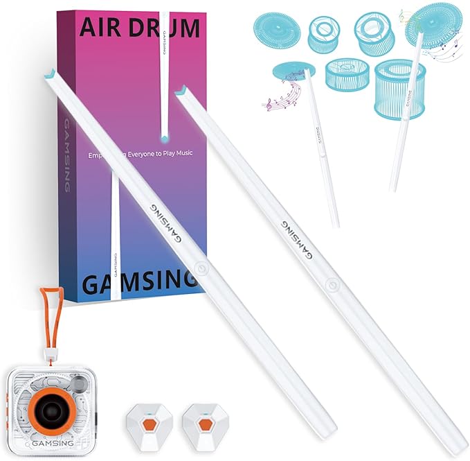 Electronic Drum Set - Portable Electric Air Drum Set With 3.5mm Input, Air Drumsticks Pedals Lessons & Games, Bag, Pedal, Lanyard - Gamsing Official Genuine