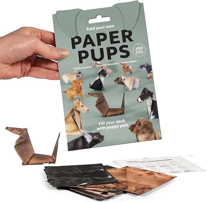 DIY Paper Cats Kit, Cute Kitten Origami Papercraft Kit, 50 Sheets DIY Origami Paper to Fold Cute Cat / Dog / Dinosaur Figures for Teens & Adults, Desk Decoration & Gift for Cat Lovers