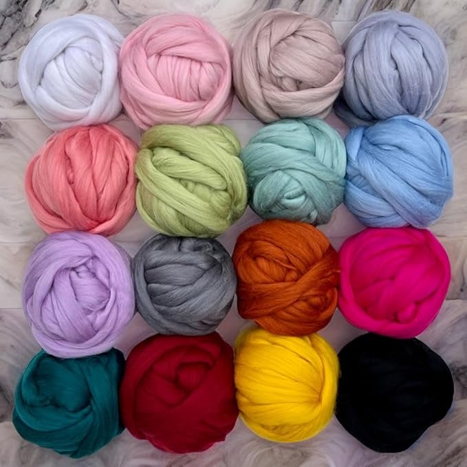 Revolution Fibers Dyed Corriedale Wool | 8 Ounces of Premium Combed Wool Top | 26 Micron, 100% Pure Corriedale Wool Roving, Ethically Sourced (Clementine Orange)
