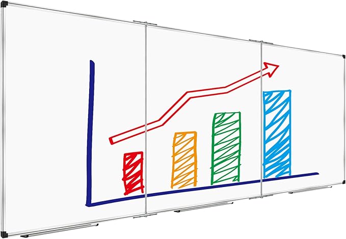 XBoard 118 x 48 Inch Magnetic Dry Erase Board, Oversized Foldable Whiteboard with Marker Tray 10' x 4' | Aluminum Frame